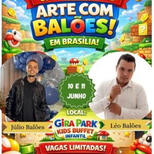 Curso de Arte com balões presencial Brasília DF 10 e 11 VAGA DUPLA! (1 vaga vale para 2)